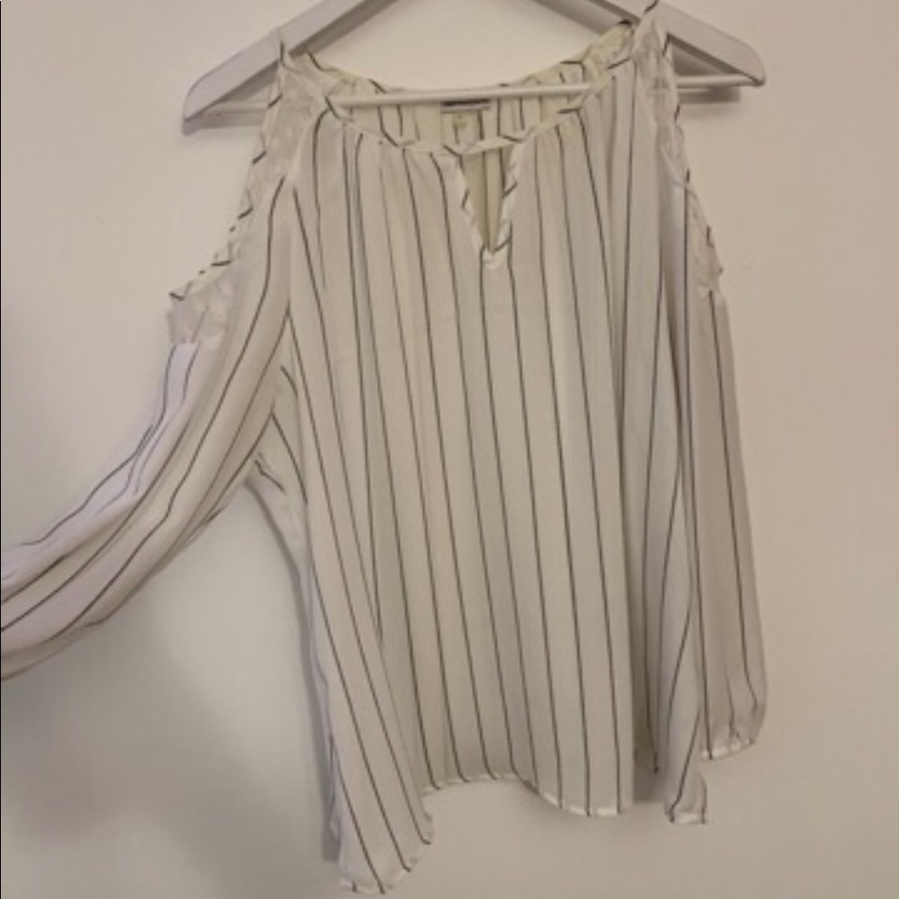 Black & white stripped lace blouse